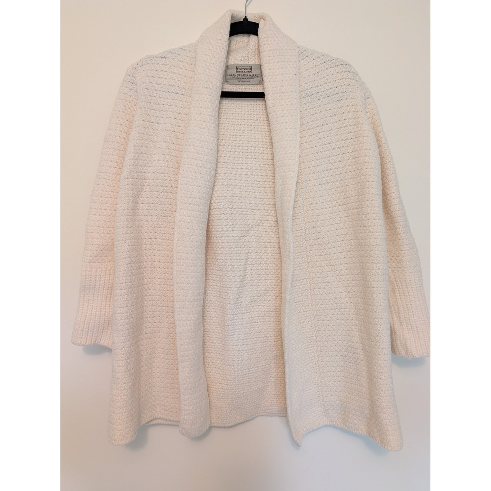 Aran Sweater Market Womens Small Merino Wool Open Front Cardigan Cream Ireland